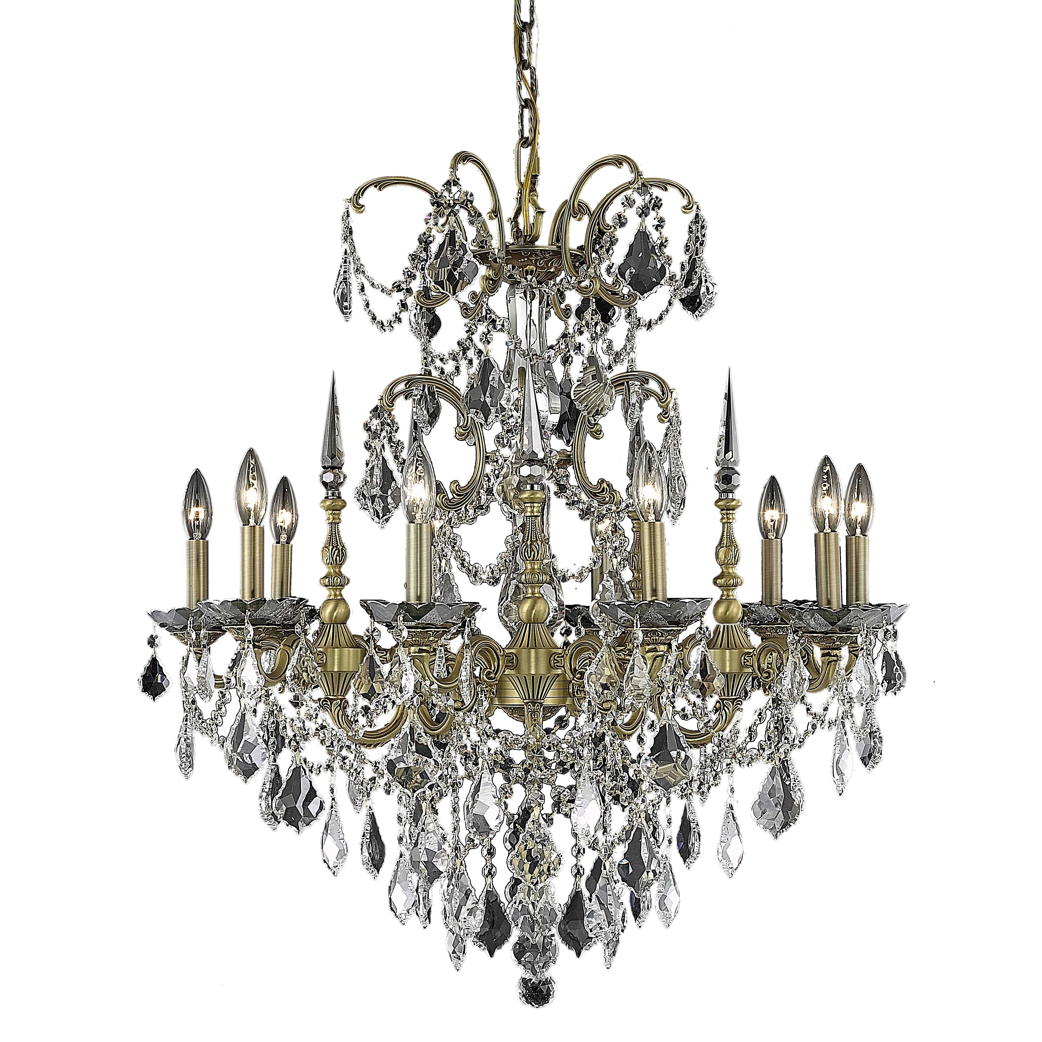 Fleur Illumination Collection Chandelier D:30in H:31in Lt:10 French Gold Finish (french gold/spectra swarovski crystals) - Chandeliers For Bedrooms by Overstock.com