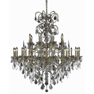 Fleur Illumination Collection Chandelier D:44in H:47in Lt:24 French Gold Finish (french gold/spectra swarovski crystals) - Chandeliers For Bedrooms by Overstock.com