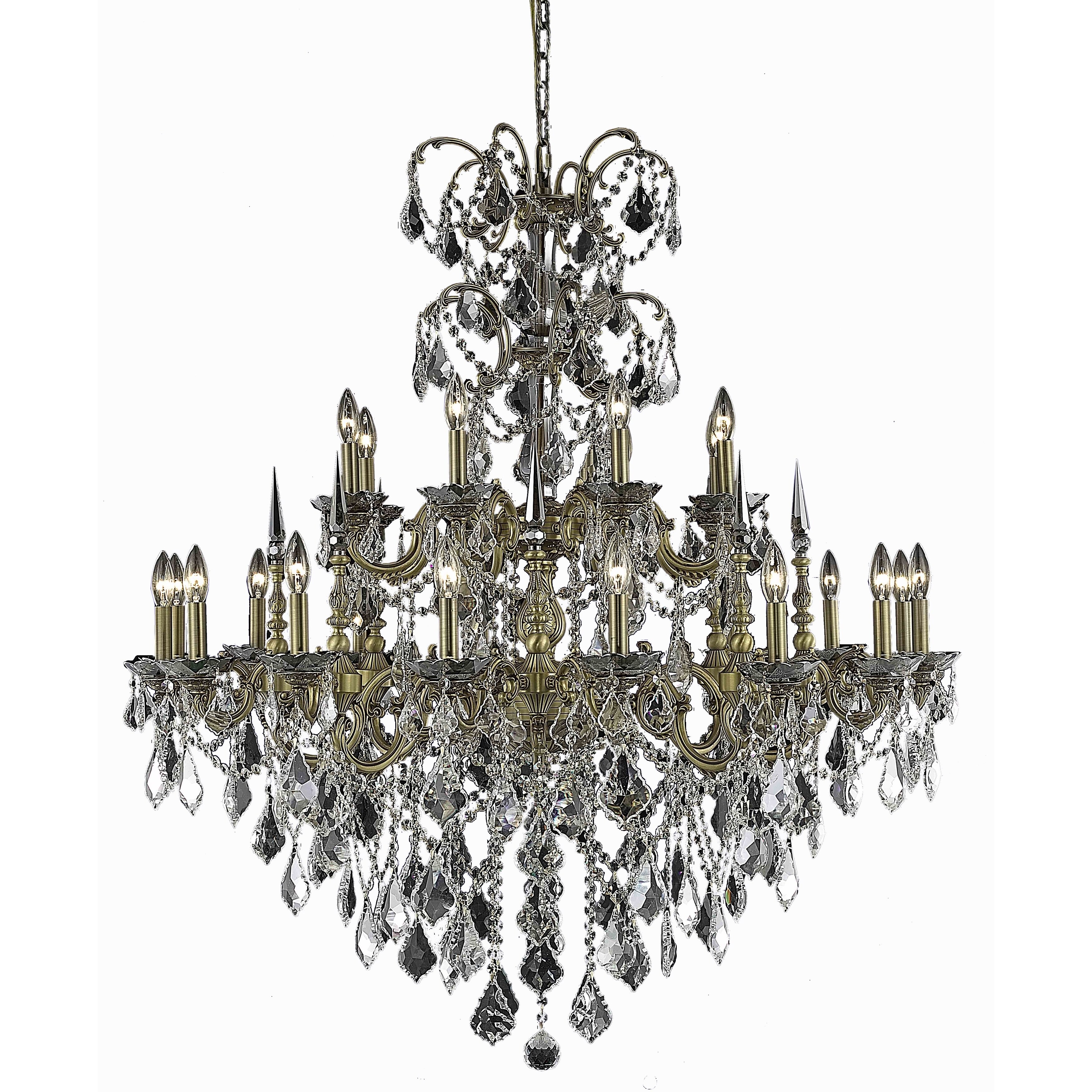 Fleur Illumination Collection Chandelier D:44in H:47in Lt:24 French Gold Finish (french gold/royal cut crystals) - Chandeliers For Bedrooms by Overstock.com