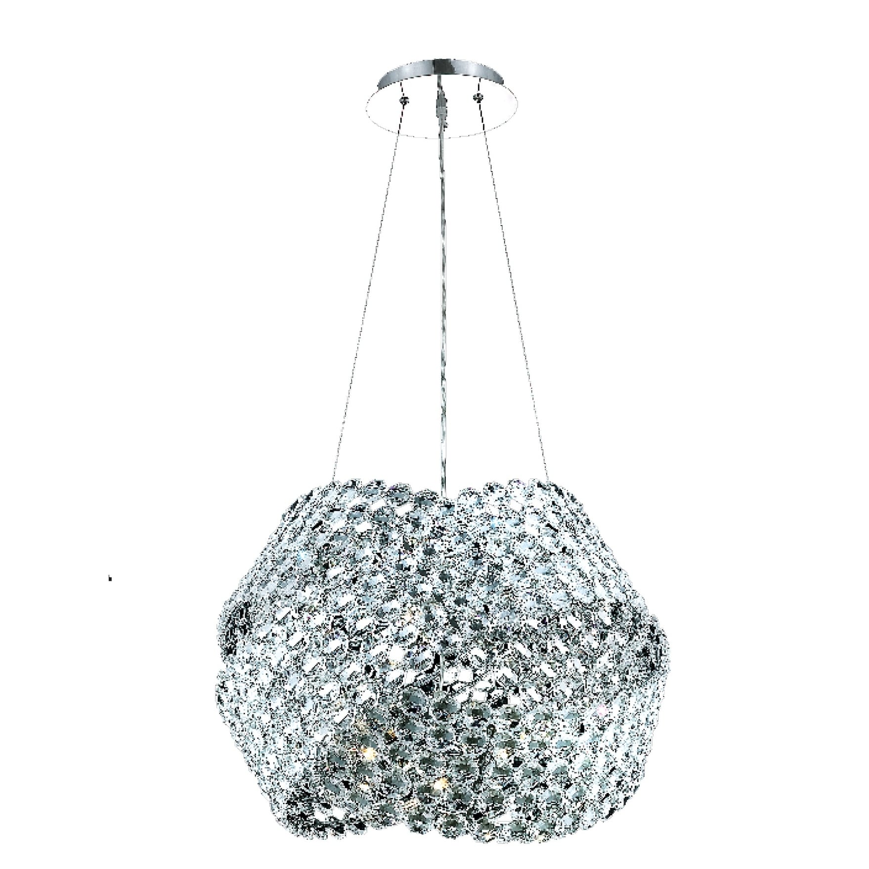 Fleur Illumination Collection Chandelier D:24in H:15in Lt:12 Chrome Finish - elegant cut crystals (elegant cut crystals/Chrome) - Chandeliers For Bedrooms by Overstock.com