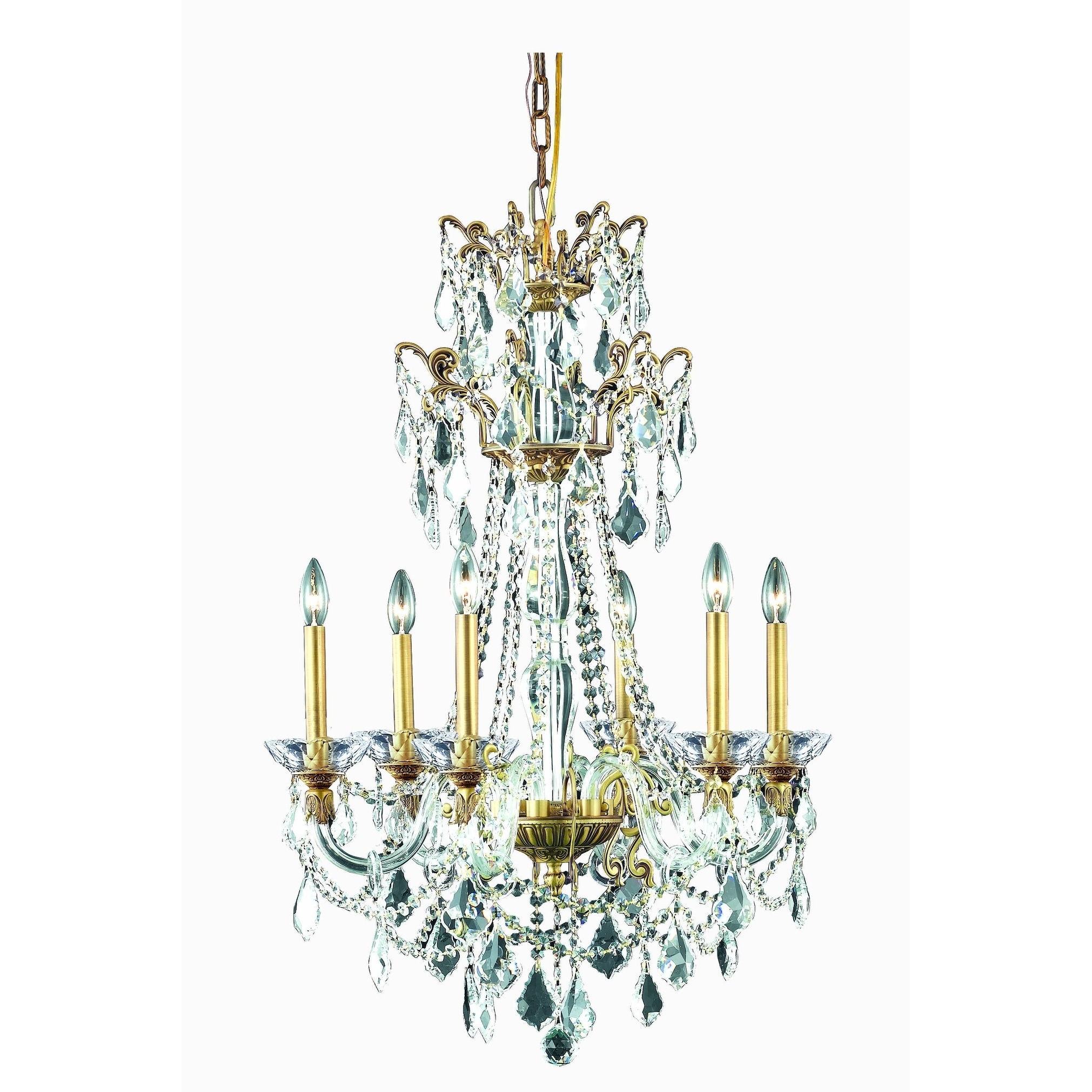 Fleur Illumination Collection Chandelier D:24in H:37in Lt:6 French Gold Finish - french gold/swarovskiÃ‚Â® elements crystals (french gold/swarovski - Chandeliers For Bedrooms by Overstock.com