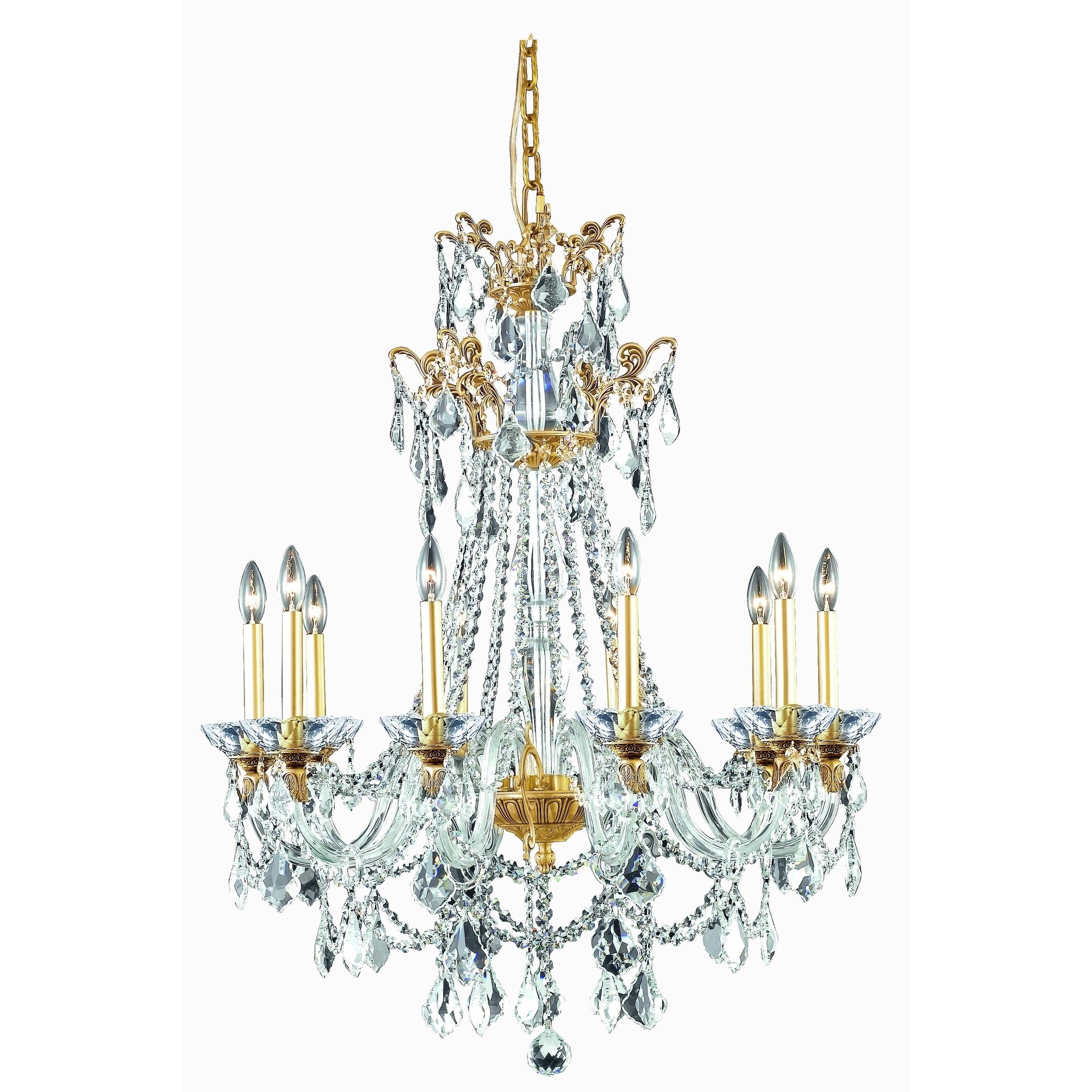 Fleur Illumination Collection Chandelier D:30in H:40in Lt:10 French Gold Finish - french gold/swarovskiÃ‚Â® elements crystals (french gold/swarovski - Chandeliers For Bedrooms by Overstock.com