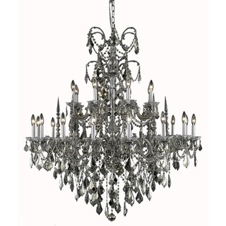 Fleur Illumination Collection Chandelier D:44in H:47in Lt:24 Pewter Finish (swarovski elements crystals (golden teak)/Pewter) - Chandeliers For Bedrooms by Overstock.com