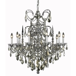Fleur Illumination Collection Chandelier D:30in H:31in Lt:10 Pewter Finish (spectra swarovski crystals/Pewter) - Chandeliers For Bedrooms by Overstock.com