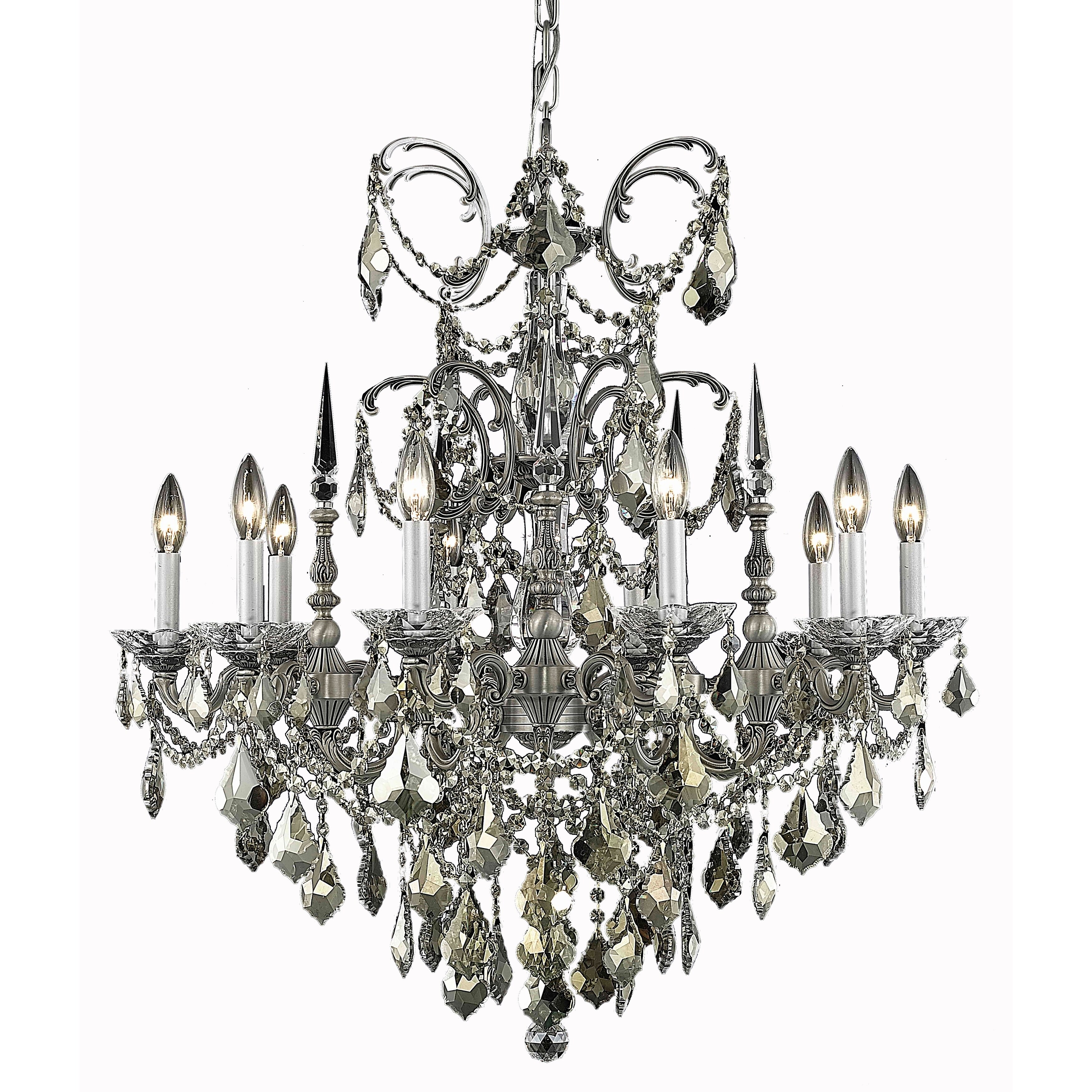 Fleur Illumination Collection Chandelier D:30in H:31in Lt:10 Pewter Finish (swarovski elements crystals/Pewter) - Chandeliers For Bedrooms by Overstock.com