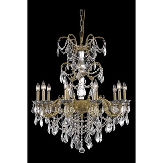 Fleur Illumination Collection Chandelier D:29in H:35in Lt:10 French Gold Finish (french gold/swarovski elements crystals) - Chandeliers For Bedrooms by Overstock.com
