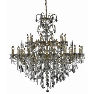 Fleur Illumination Collection Chandelier D:53in H:54in Lt:30 French Gold Finish (french gold/swarovski elements crystals) - Chandeliers For Bedrooms by Overstock.com