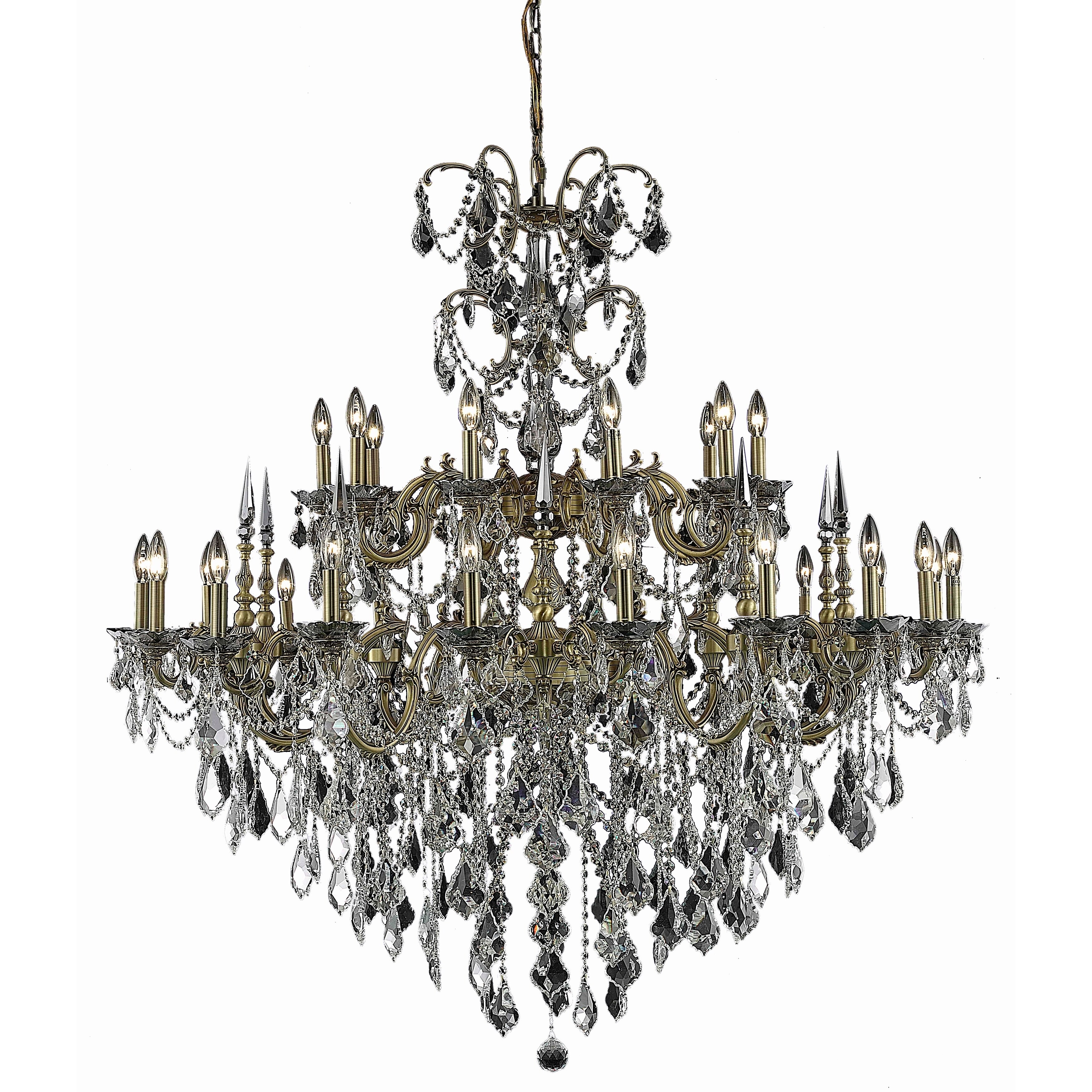 Fleur Illumination Collection Chandelier D:53in H:54in Lt:30 French Gold Finish (elegant cut crystals/french gold) - Chandeliers For Bedrooms by Overstock.com