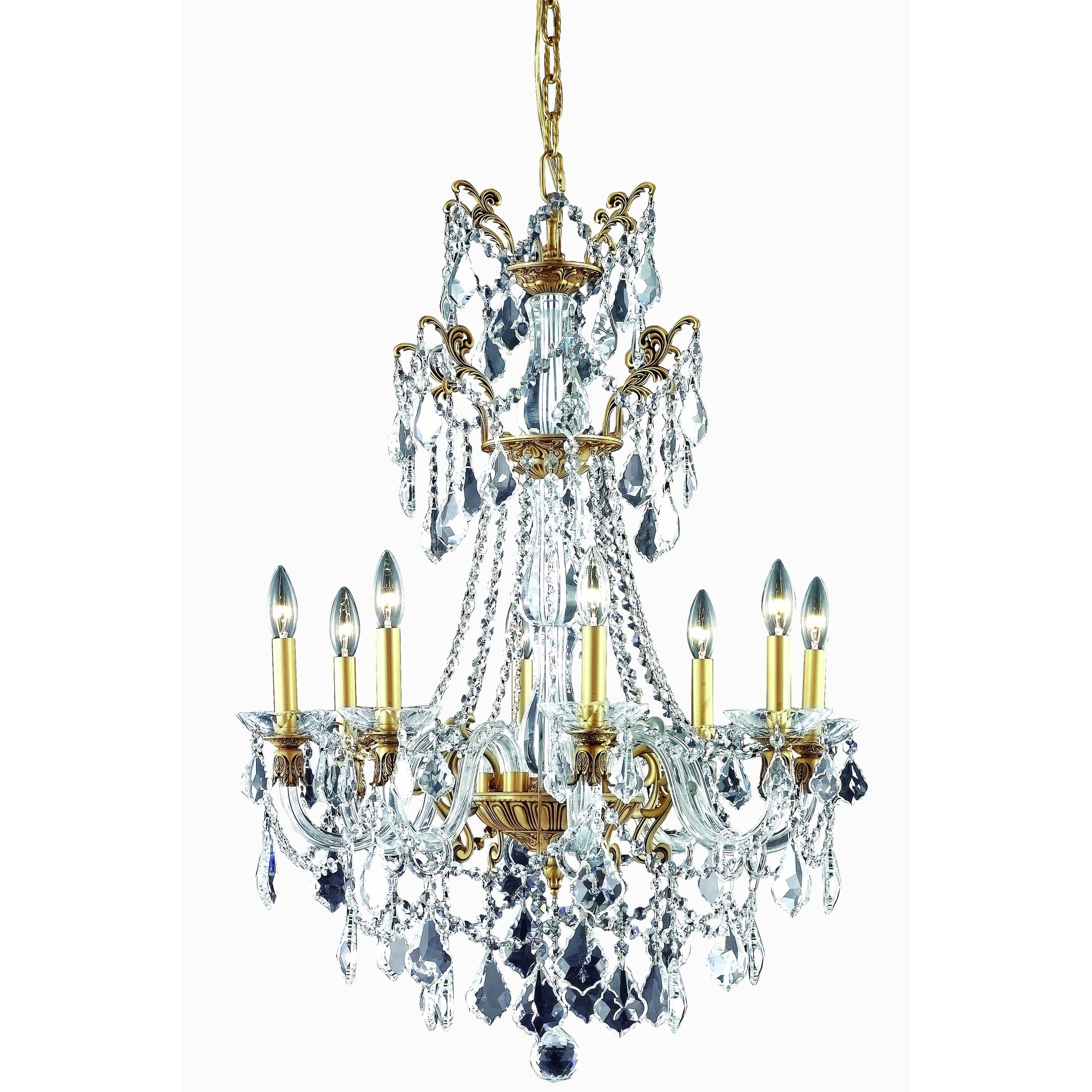 Fleur Illumination Collection Chandelier D:25in H:37in Lt:8 French Gold Finish - french gold/swarovskiÃ‚Â® elements crystals (french gold/swarovski - Chandeliers For Bedrooms by Overstock.com