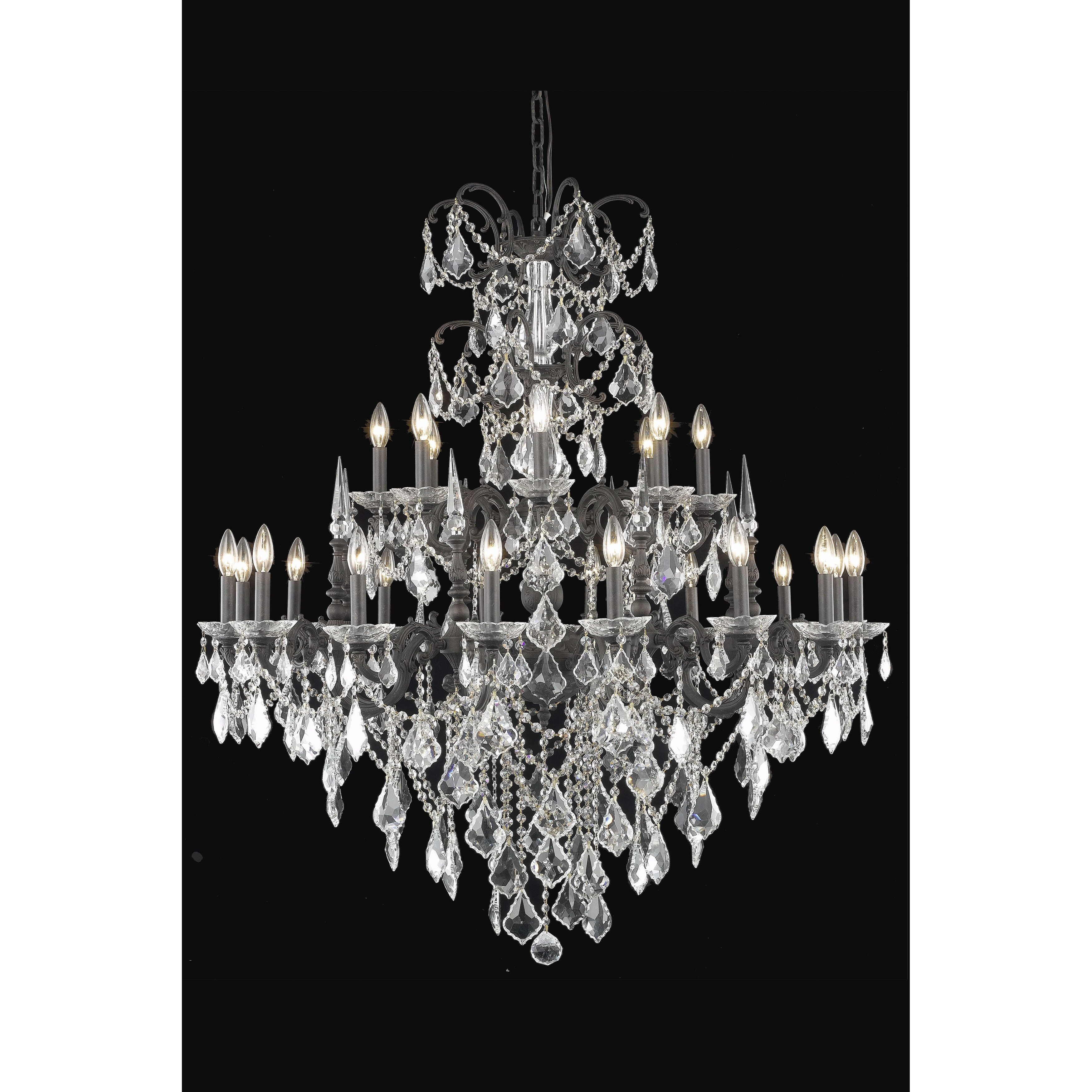 Fleur Illumination Collection Chandelier D:44in H:47in Lt:24 Dark Bronze Finish (Dark bronze/spectra swarovski crystals) - Chandeliers For Bedrooms by Overstock.com