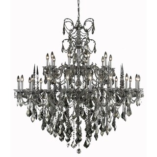 Fleur Illumination Collection Chandelier D:53in H:54in Lt:30 Pewter Finish (swarovski elements crystals (golden teak)/Pewter) - Chandeliers For Bedrooms by Overstock.com