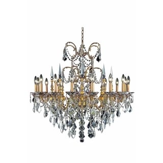 Fleur Illumination Collection Chandelier D:35in H:33in Lt:16 French Gold Finish (french gold/spectra swarovski crystals) - Chandeliers For Bedrooms by Overstock.com