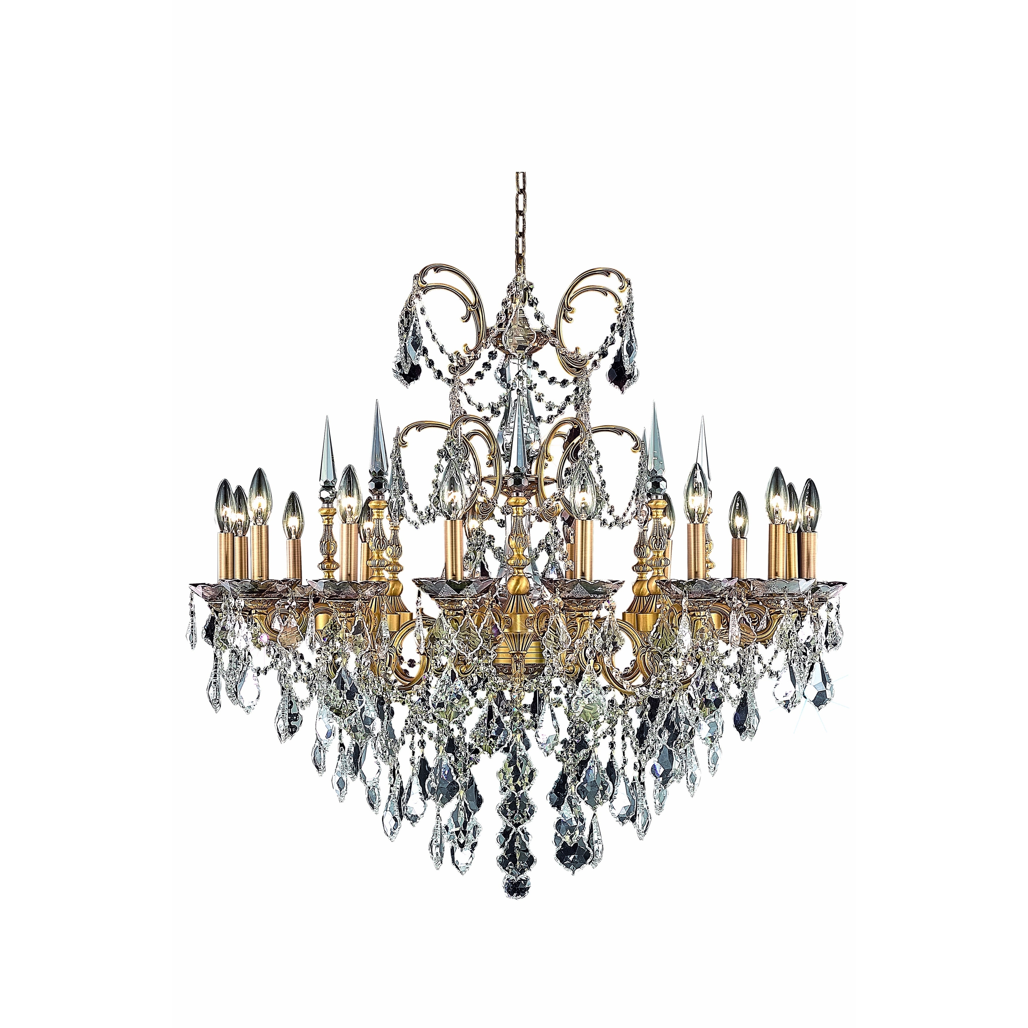 Fleur Illumination Collection Chandelier D:35in H:33in Lt:16 French Gold Finish (elegant cut crystals/french gold) - Chandeliers For Bedrooms by Overstock.com