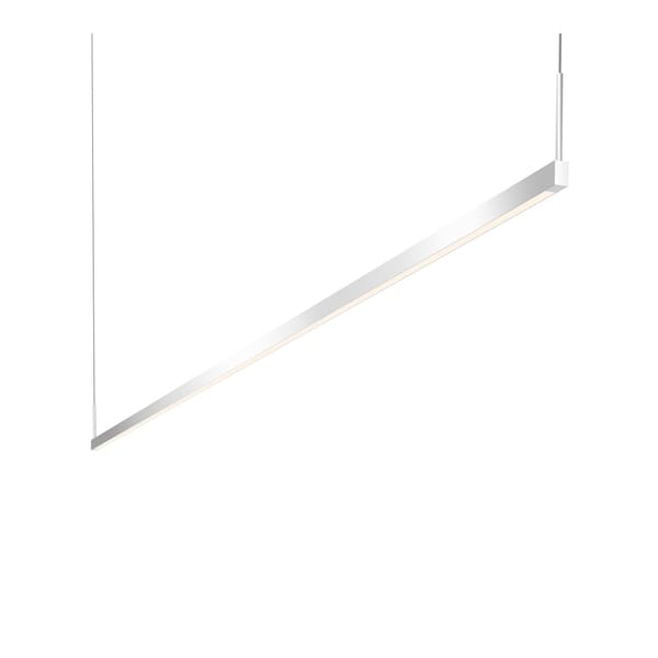 Sonneman Lighting Thin-Line Bright Satin Aluminum 96-inch LED One Sided Pendant, White Shade. Opens flyout.