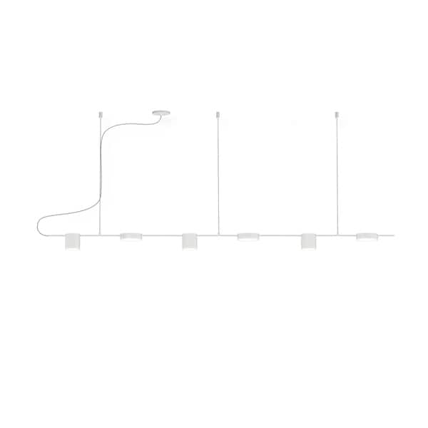 slide 1 of 1, Counterpoint 6-light Satin White LED Linear Pendant, White Shade