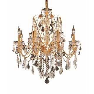 Fleur Illumination 12 light Gold Chandelier (Gold/swarovski spectra crystals) - Chandeliers For Bedrooms by Overstock.com