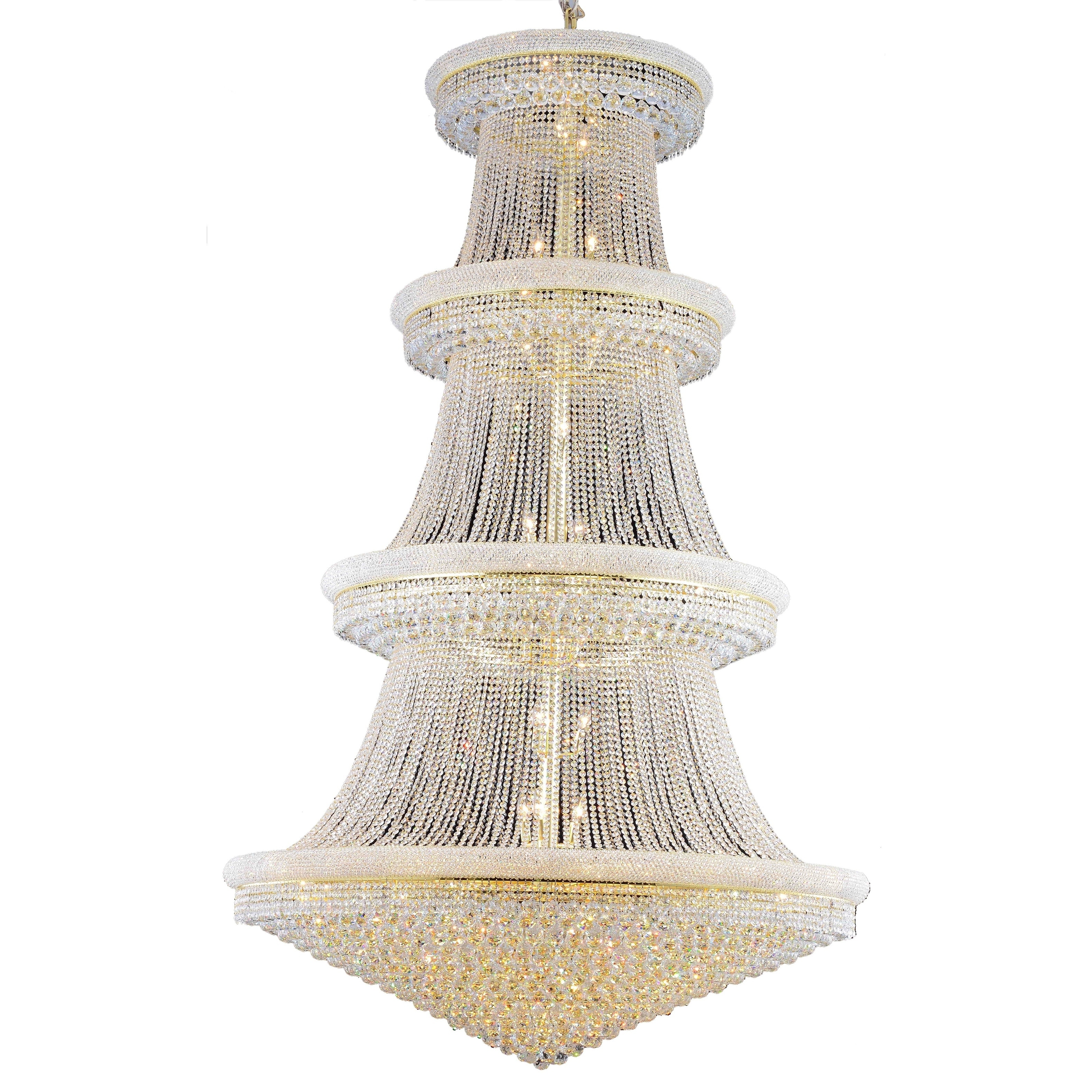 Fleur Illumination 56 light Gold Chandelier (elegant cut crystals/Gold) - Chandeliers For Bedrooms by Overstock.com
