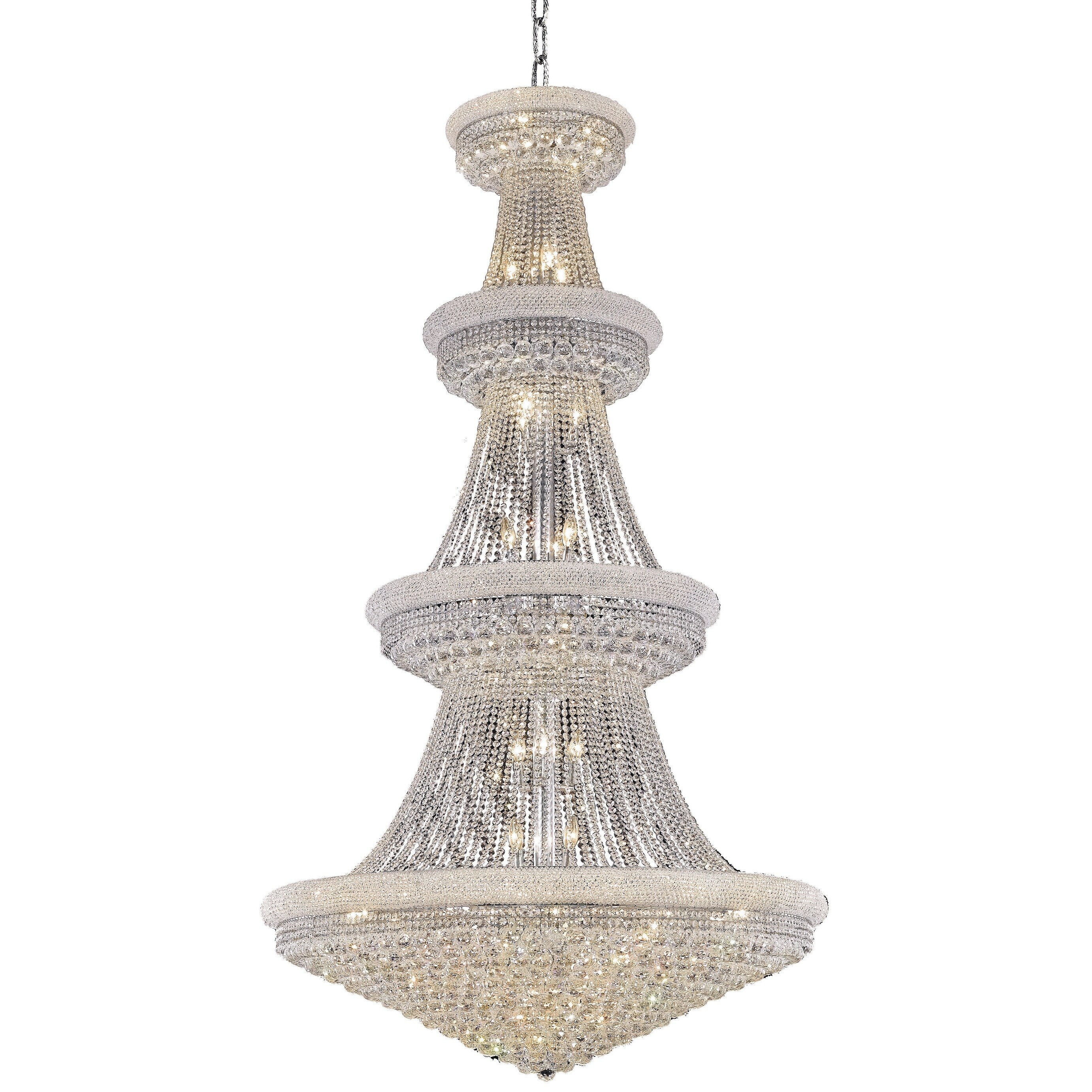 Fleur Illumination 42 light Chrome Chandelier (elegant cut crystals/Chrome) - Chandeliers For Bedrooms by Overstock.com