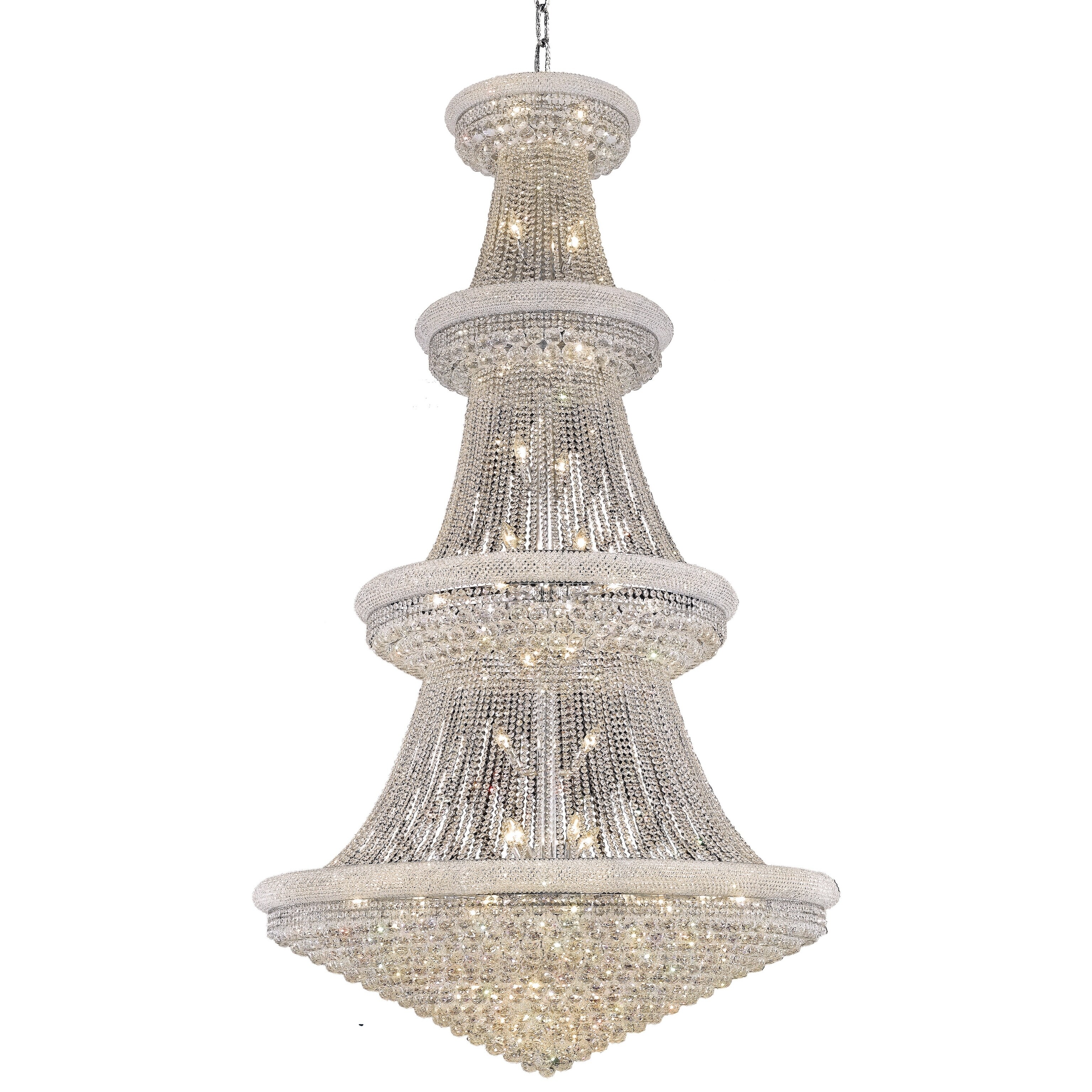 Fleur Illumination 48 light Chrome Chandelier (elegant cut crystals/Chrome) - Chandeliers For Bedrooms by Overstock.com