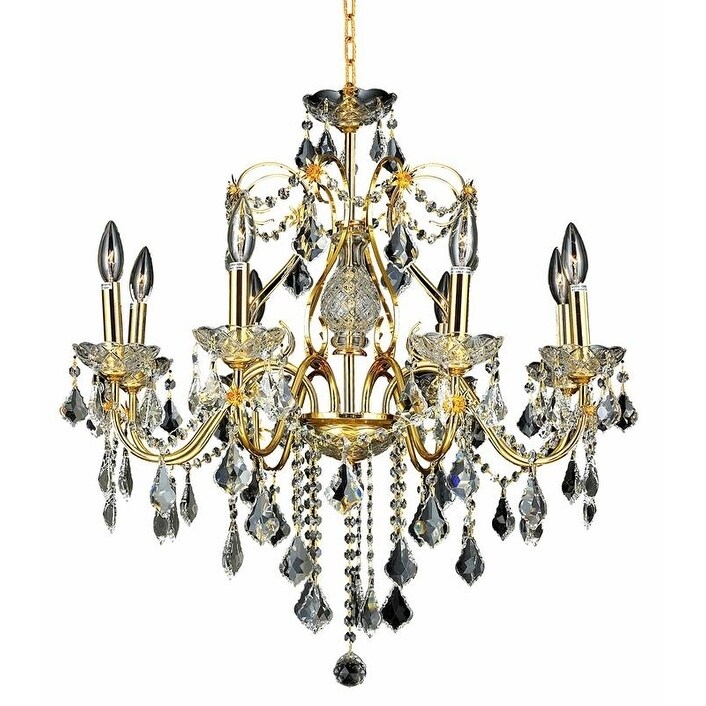 Fleur Illumination 8 light Gold Chandelier (elegant cut crystals/Gold) - Chandeliers For Bedrooms by Overstock.com