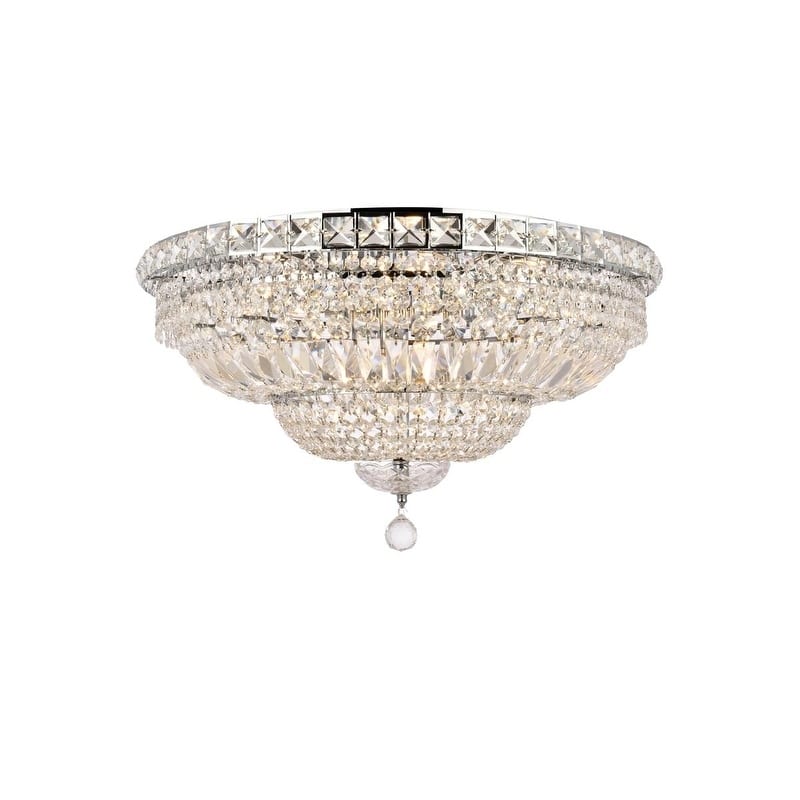 Fleur Illumination 12 light Chrome Flush Mount - CHROME/royal cut crystals