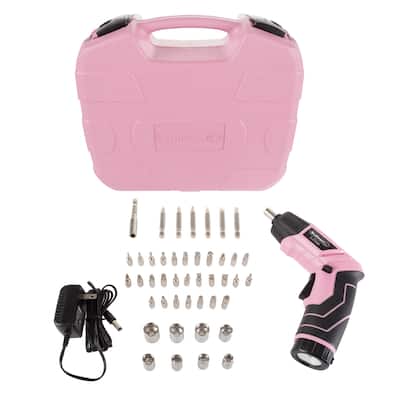 Pivoting Screwdriver 45 Pc. Set-Pivoting Cordless Power Tool with Rechargeable 3.6V Lithium Battery by Stalwart