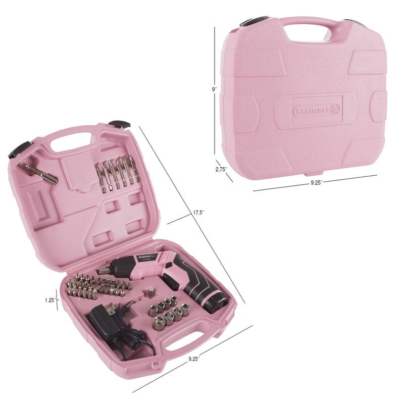 Pivoting Screwdriver 45 Pc. Set-Pivoting Cordless Power Tool with Rechargeable 3.6V Lithium Battery by Stalwart