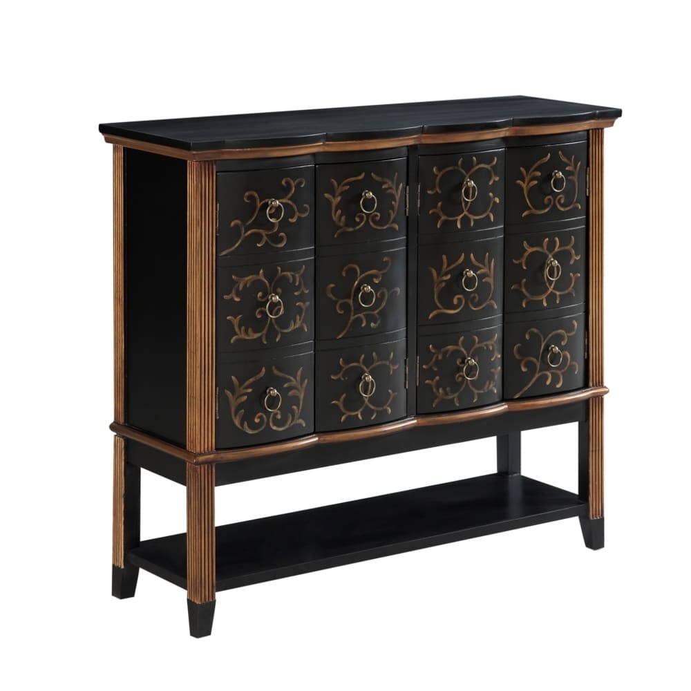 Shop 47 Oriental Accent Cabinet With Two Styled Doors In Black