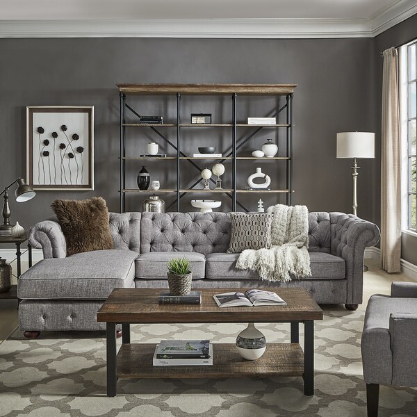 Knightsbridge Chesterfield 4 Seat Sofa and Chaise by iNSPIRE Q Artisan On Sale Bed Bath Beyond 20666778