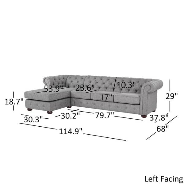 Knightsbridge Chesterfield 4 Seat Sofa And Chaise By Inspire Q Artisan On Sale Overstock 20666778