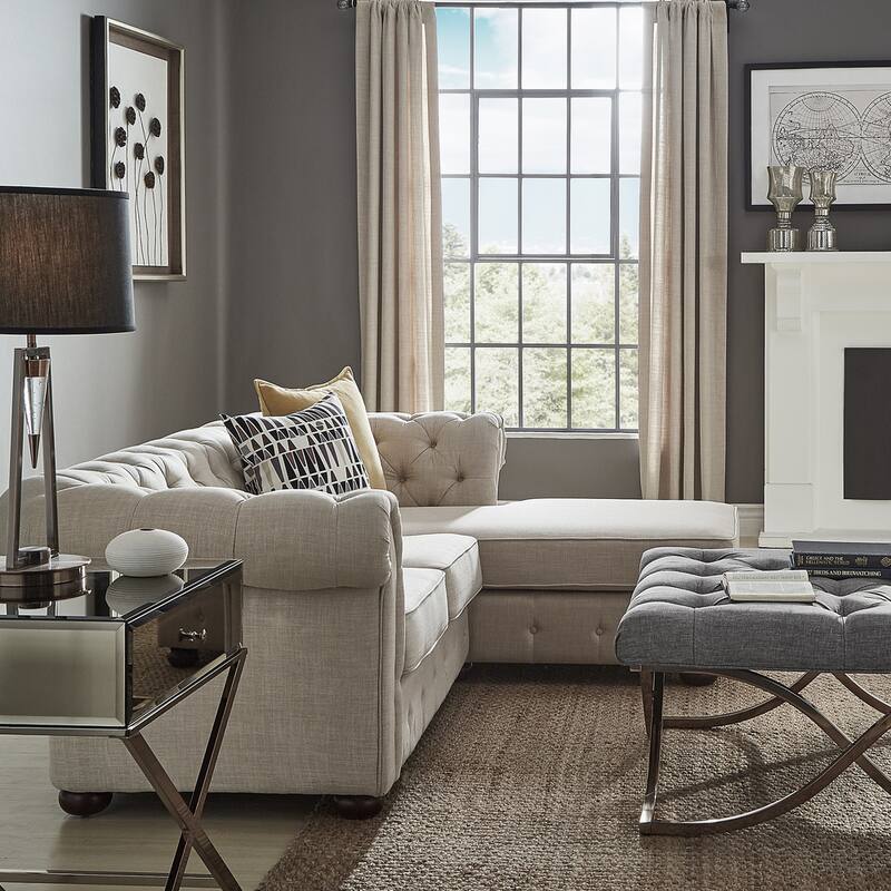 Knightsbridge Tufted Scroll Arm Chesterfield 3-Seat Sofa and Chaise by iNSPIRE Q Artisan