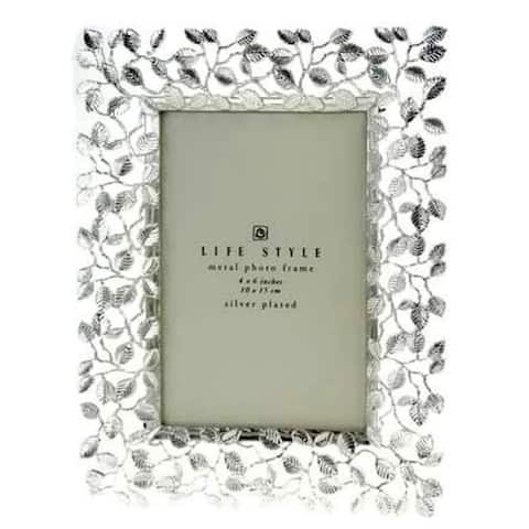 Jiallo 4x6" Silver Plated Leaves Border Photo Frame