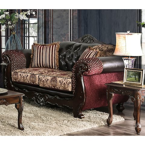 Furniture of America Rend Traditional Faux Leather Tufted Loveseat