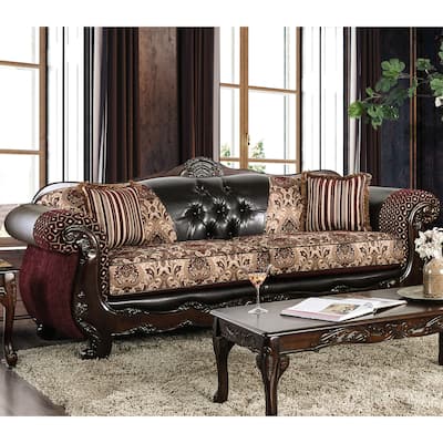 Rend Traditional Faux Leather Rolled Arms Tufted Sofa by Furniture of America