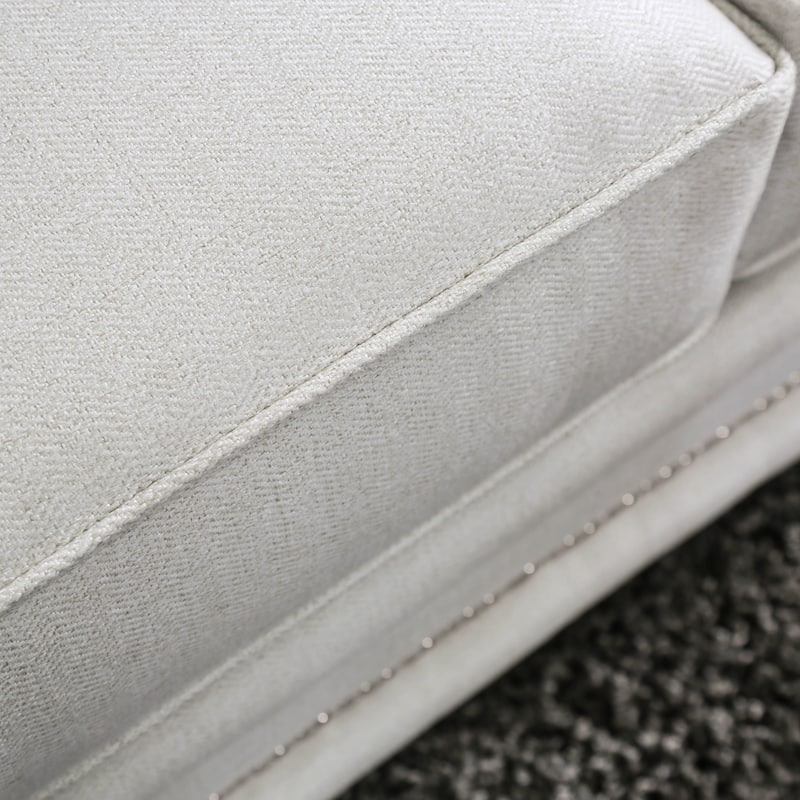 Tigg Contemporary White Chenille Nailhead Upholstered Sofa by Furniture of America