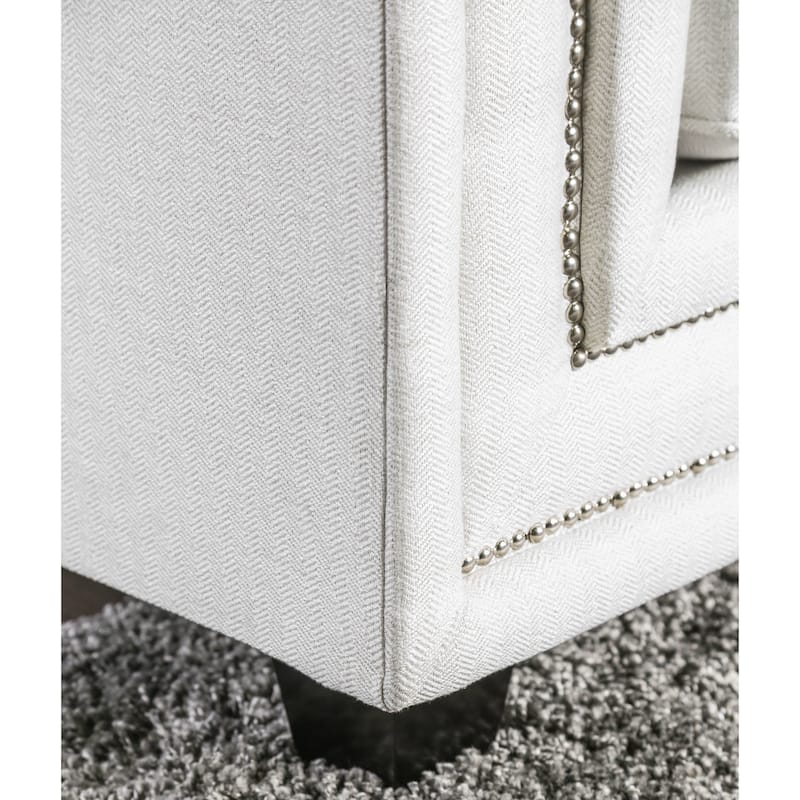Tigg Contemporary White Fabric Padded Loveseat by Furniture of America