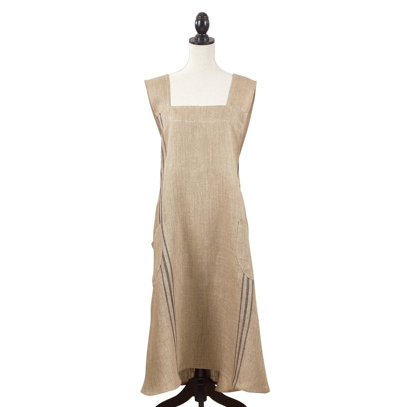 Criss Cross No-Tie Striped Apron - Navy Blue