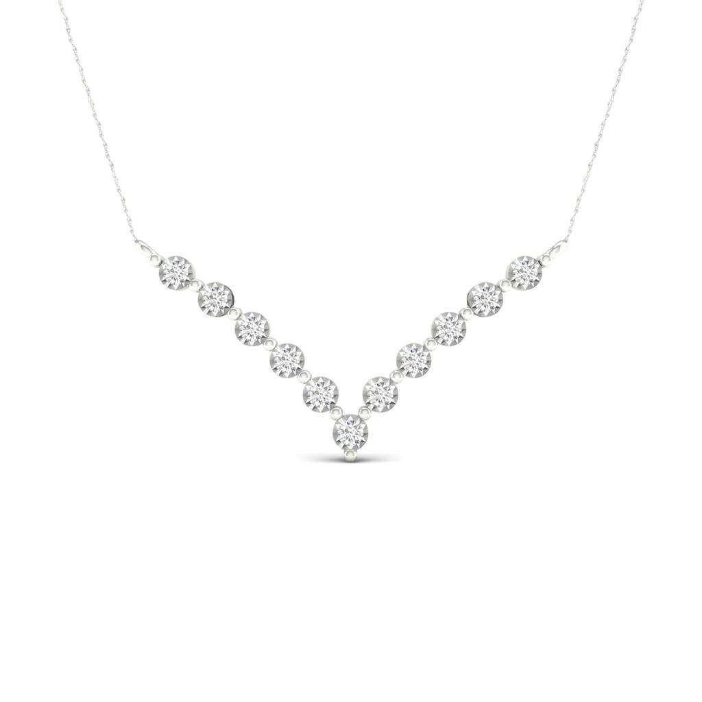 De Couer 10k Gold 1/4ct TDW Diamond V Shape Pendant Necklace