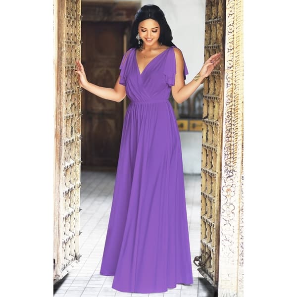 KOH KOH Womens Elegant Long Cap Sleeve Gowns Flowy Party Maxi Dress Small  Size in Ivory White (As Is Item) - Bed Bath & Beyond - 21234591