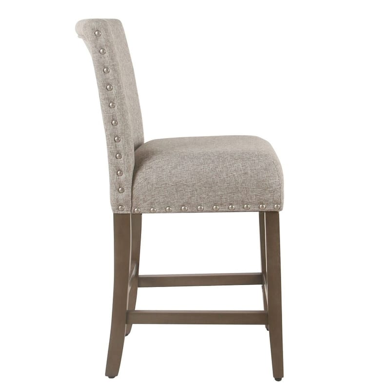 Porch & Den Robin Sterling Grey Nailhead Counter Stool - 24 inches