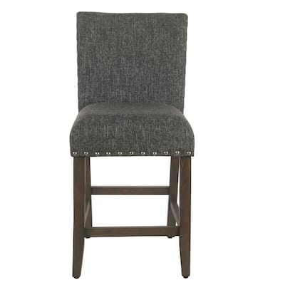 Porch & Den Robin Slate Grey Nailhead Trim Counter Stool - 24 inches