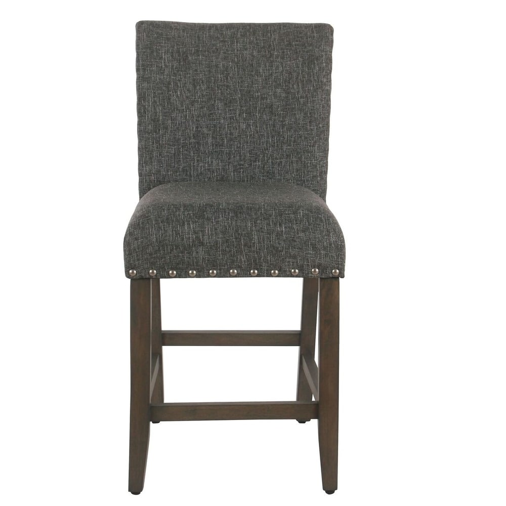 Porch & Den Robin Slate Grey Nailhead Trim Counter Stool - 24 inches