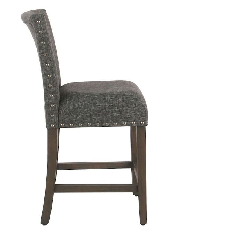 Porch & Den Robin Slate Grey Nailhead Trim Counter Stool - 24 inches