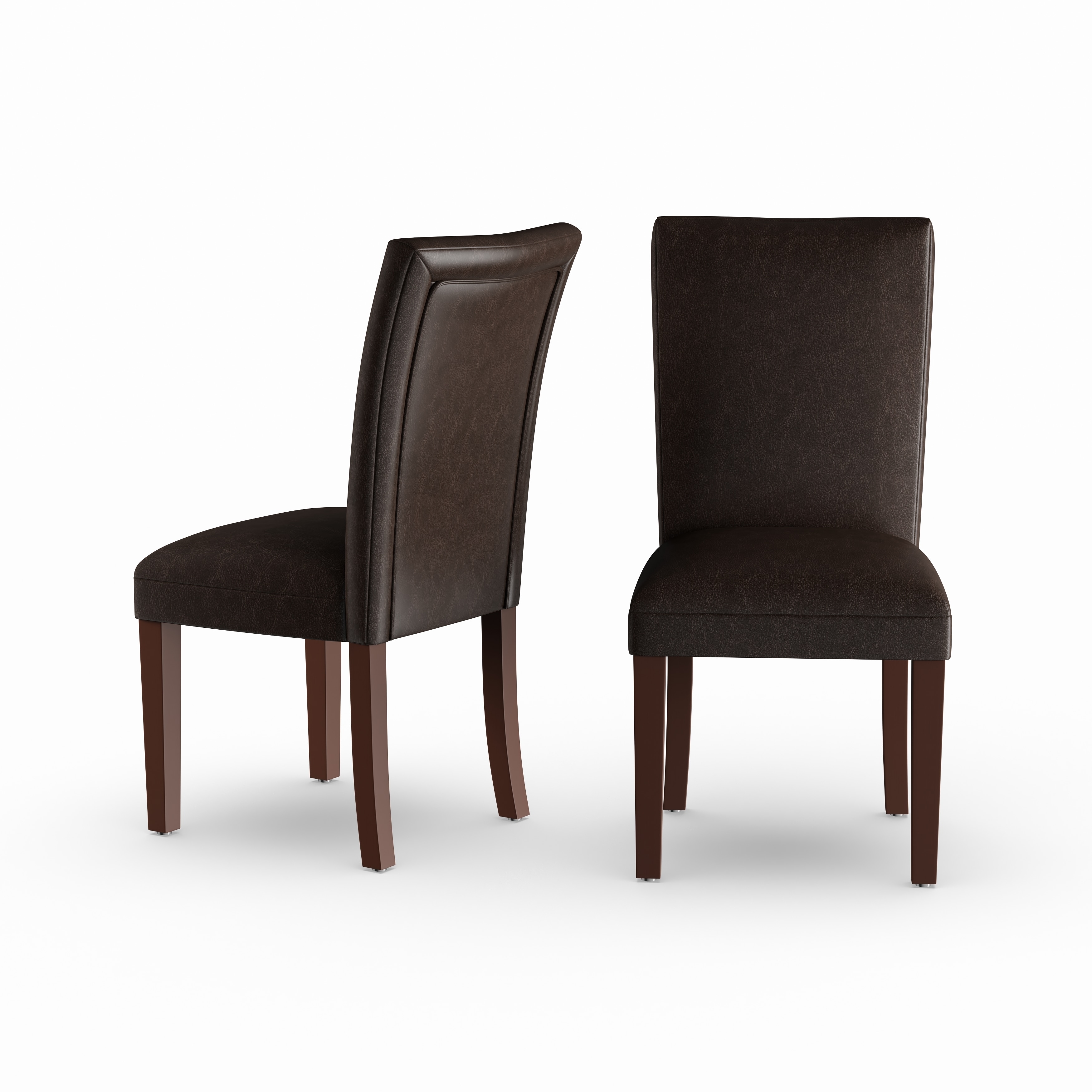Homepop Parsons Dining Chair Brown Faux Leather Set Of 2 Brown Traditional Ebay