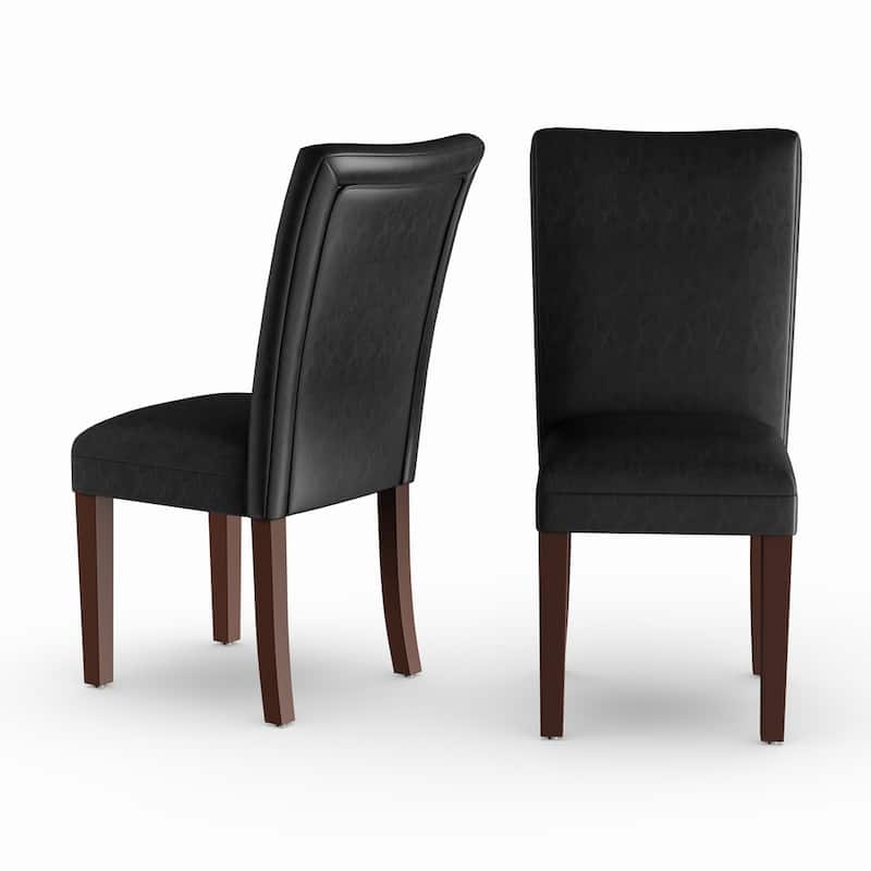 Homepop Parsons Dining Chair - Black Faux Leather - set of 2