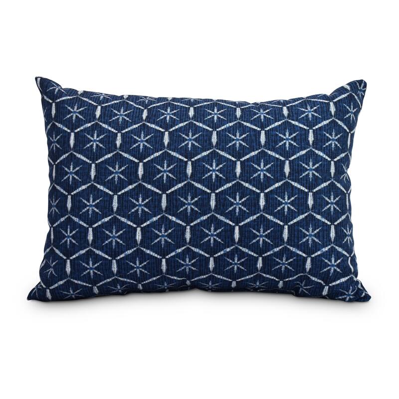 Tufted 14 x20 inch Navy Blue Abstract Decorative Outdoor Pillow