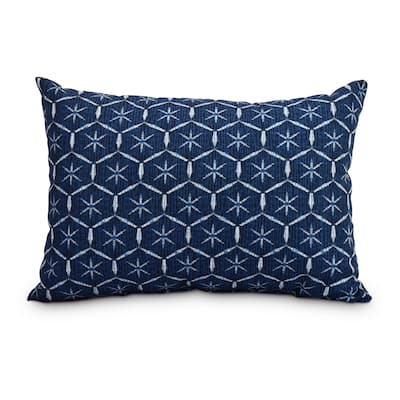 Tufted 14 x20 inch Navy Blue Abstract Decorative Outdoor Pillow