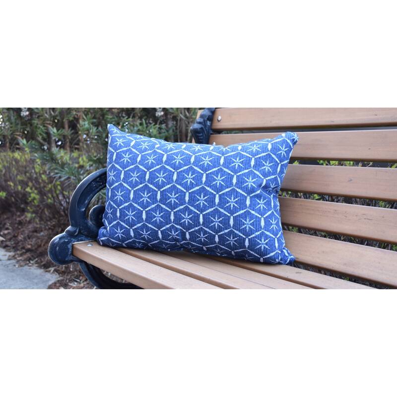 Tufted 14 x20 inch Navy Blue Abstract Decorative Outdoor Pillow