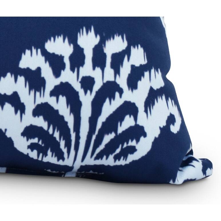 Ikat 14 x 20 Inch Navy Blue Decorative Outdoor Throw Pillow