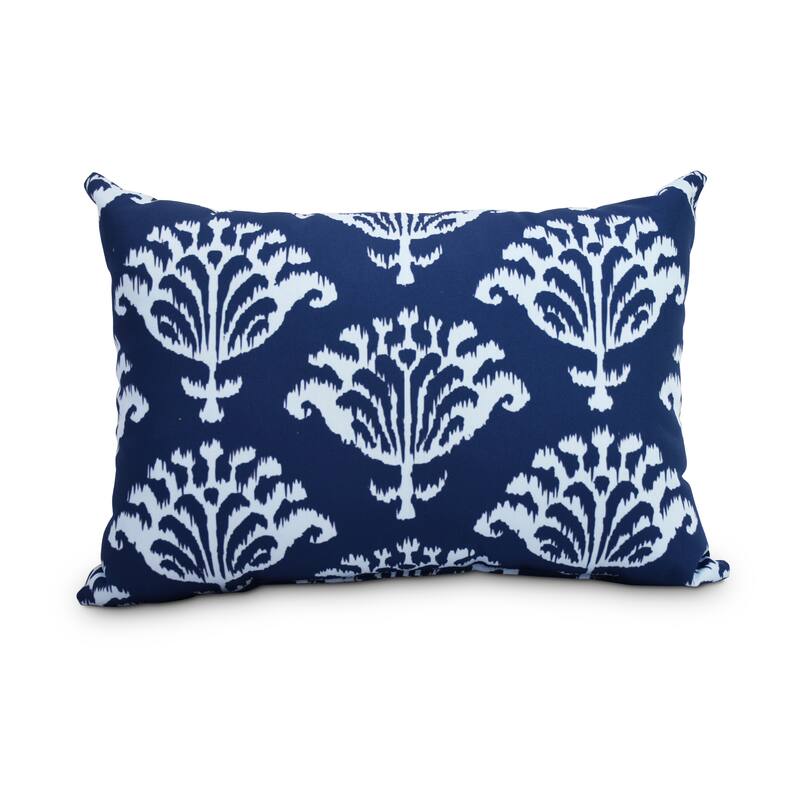 Ikat 14 x 20 Inch Navy Blue Decorative Outdoor Throw Pillow